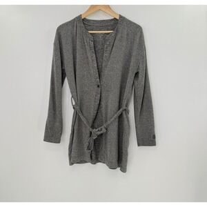 Cuddl‎ Duds Womens XS Gray Cardigan Belted Long Sleeve Knit Soft Cozy
